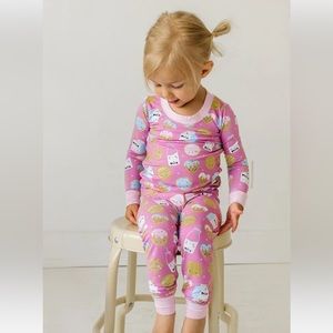 NIB Little Sleepies milk and cookies pink 2 piece pajamas